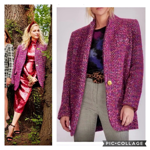 VERONICA BEARD | Crispin Multi Purple Magenta Tweed Oversized Coat Size 8 - Picture 1 of 17